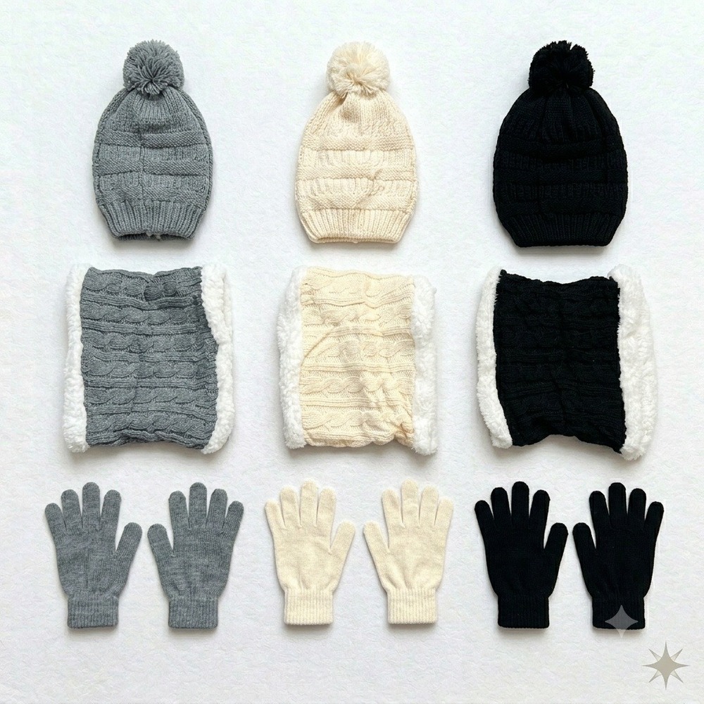 MSRP $35 Liitrsh 9 Pcs Kids Winter Beanie Hat Scarf Gloves Set Boys Girls Knit